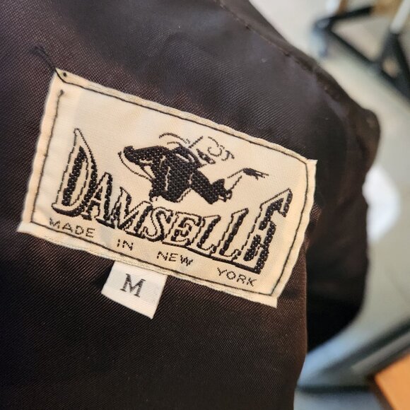 Vintage Womens Damselle Leather Jacket Medium Black Soft Genuine Cinched Waist - Picture 4 of 5